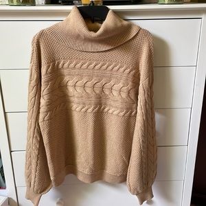 🍂 NWT CHARTERS CLUB SIZE LARGE TAN COWL NECK SWEATER